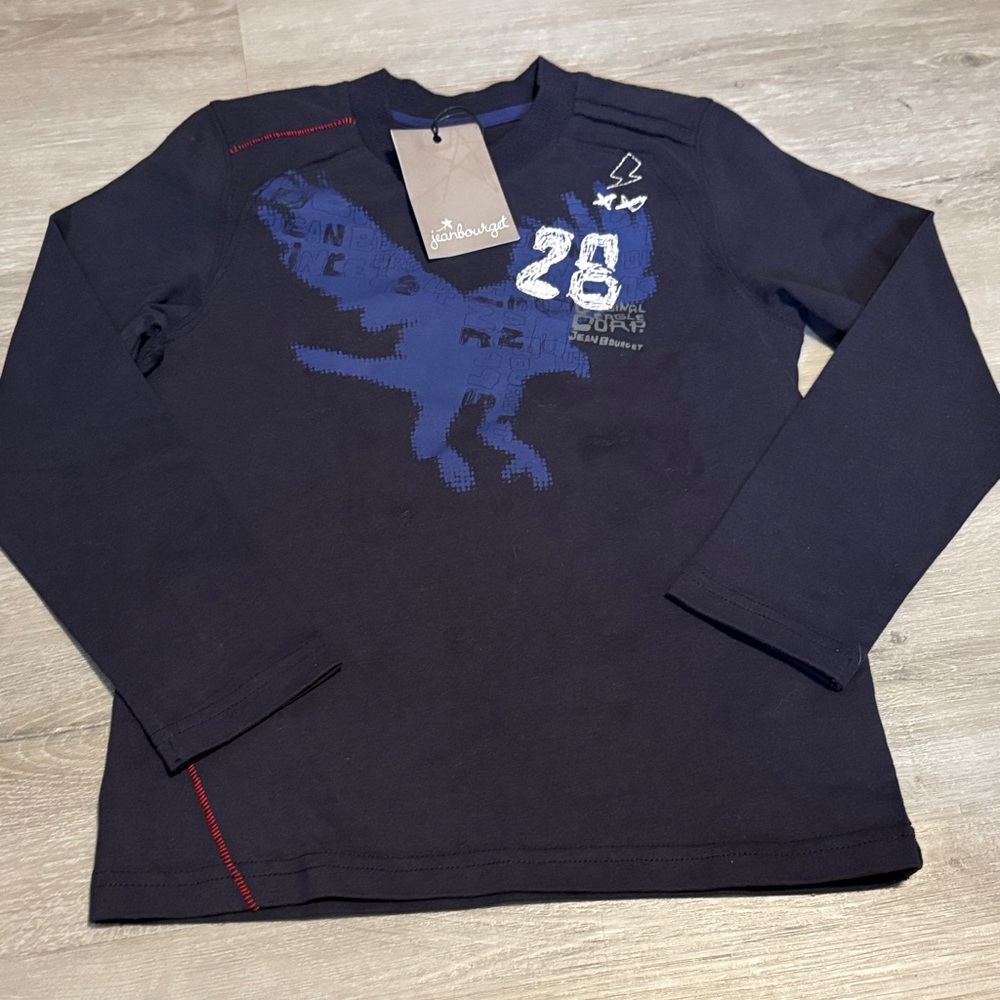 Jean Bourget Navy Blue Dinosaur Long Sleeve Tee